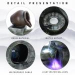 Makamsui 23.6" 4-Tiers Cascading Rock Water Fountain Outdoor Garden Waterfall Decor for Garden, Outside Cascading Bowls and Stacked Stones Patio Water Features Fountain with LED Light and Atomizer Wh