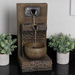 Alpine Corporation ZDQ108 Indoor/Outdoor Floor 3-Tier Fountain with LED Lights, Cascading Garden Water Fountain, 20" H, Brown