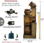 Bumilgar 53" H Large Outdoor Water Fountain with Lights - 4 Tiered Cascading Bowls Waterfall Fountain for Garden, Patio, Backyard, Porch Inside - Freestanding Outdoor Water Feature Gold