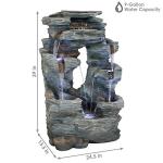 Sunnydaze Dual Cascading Rock Falls 39-Inch Outdoor Water Fountain with LED Lights - Electric Submersible Pump