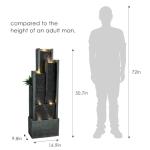 SunJet 4-Tier Modern Cascading Indoor/Outdoor Fountains and Waterfalls with LED Lights - 50.7" High Larger Water Fountain for Garden, Patio, Yard, and Deck Decor - Relaxing Water Fountain Outdoor