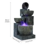 Makamsui 23.6" 4-Tiers Cascading Rock Water Fountain Outdoor Garden Waterfall Decor for Garden, Outside Cascading Bowls and Stacked Stones Patio Water Features Fountain with LED Light and Atomizer Wh