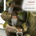 Alpine Corporation WIN1008 Indoor/Outdoor Floor Aged Stone Fountain with LED Lights, Cascading Stone Water Fountain 39", Gray