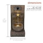 Alpine Corporation ZDQ108 Indoor/Outdoor Floor 3-Tier Fountain with LED Lights, Cascading Garden Water Fountain, 20" H, Brown