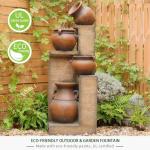 Bumilgar 53" H Large Outdoor Water Fountain with Lights - 4 Tiered Cascading Bowls Waterfall Fountain for Garden, Patio, Backyard, Porch Inside - Freestanding Outdoor Water Feature Gold