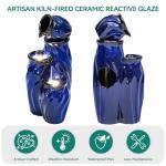 Ultym 29" Tall Ceramic Water Fountain Outdoor with LED Lights, 4-Tier Cascading Waterfall Garden Fountain, Ideal for Serene Relaxing Patio, Yard or Porch, Cobalt Blue Glaze, Dynamic Wave-Texture