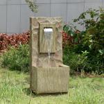 Teamson Home Spa Waterfall Outdoor Water Fountain–LED Light with Adjustable Flow & Electric Pump, Brown