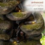 Alpine Corporation WIN1008 Indoor/Outdoor Floor Aged Stone Fountain with LED Lights, Cascading Stone Water Fountain 39", Gray