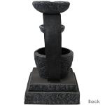 Sunnydaze Modern Cascading Bowls 28-Inch Solar Water Fountain with Battery Backup and LED Lights - Submersible Pump