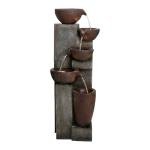 SunJet 5-Tier Cascading Indoor/Outdoor Water Fountain with LED Lights - 39.7" High Large Waterfall Floor Standing Fountain for Garden, Patio, Yard, and Deck Decor - Relaxing Outdoor Water Feature