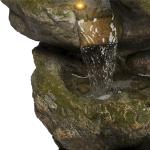 Alpine Corporation WIN1008 Indoor/Outdoor Floor Aged Stone Fountain with LED Lights, Cascading Stone Water Fountain 39", Gray