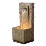 Teamson Home Spa Waterfall Outdoor Water Fountain–LED Light with Adjustable Flow & Electric Pump, Brown