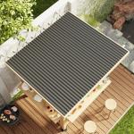 MOUMON 7FT Grill Gazebo with TV Mount, Cedar Wood Bar Gazebo Outdoor Bar Set with PVC Roof, Dual Countertop, Shelves, Patio Entertain Center Shade Pavilion for Backyard Garden Poolside Beige