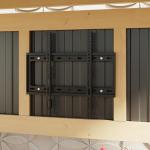 MOUMON 7FT Grill Gazebo with TV Mount, Cedar Wood Bar Gazebo Outdoor Bar Set with PVC Roof, Dual Countertop, Shelves, Patio Entertain Center Shade Pavilion for Backyard Garden Poolside Beige