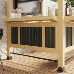 MOUMON 7FT Grill Gazebo with TV Mount, Cedar Wood Bar Gazebo Outdoor Bar Set with PVC Roof, Dual Countertop, Shelves, Patio Entertain Center Shade Pavilion for Backyard Garden Poolside Beige