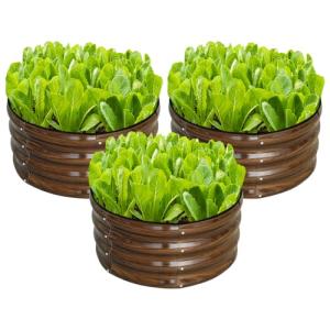 3-Pack Round Galvanized Raised Garden Bed Kit