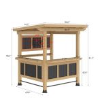 MOUMON 7FT Grill Gazebo with TV Mount, Cedar Wood Bar Gazebo Outdoor Bar Set with PVC Roof, Dual Countertop, Shelves, Patio Entertain Center Shade Pavilion for Backyard Garden Poolside Beige