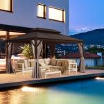12’ x 14’ Outdoor Hardtop Metal Gazebo with Curtains