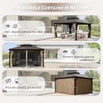 12’ x 14’ Outdoor Hardtop Metal Gazebo with Curtains
