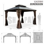 12’ x 14’ Outdoor Hardtop Metal Gazebo with Curtains