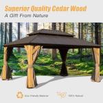 12' x 16' Cedar Wood Hardtop Gazebo with Netting