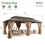 Aoxun 20x12 Hardtop Gazebo with Curtains and Netting