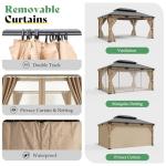 12' x 14' Heavy Duty Hardtop Gazebo with Privacy Curtains