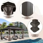 12' x 16' Hardtop Gazebo with Curtains and Netting