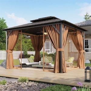 Aoxun 10’x12’ Hardtop Metal Gazebo with Netting