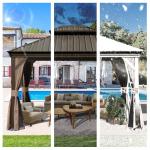12’ x 14’ Outdoor Hardtop Metal Gazebo with Curtains