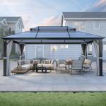 12'x16' Hardtop Gazebo with Netting and Curtains