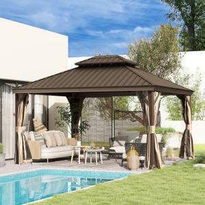 Domi 12x14FT Hardtop Outdoor Gazebo with Drainage