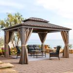 YITAHOME 10x12ft Hardtop Gazebo with Netting