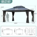 12'x16' Hardtop Gazebo with Netting and Curtains