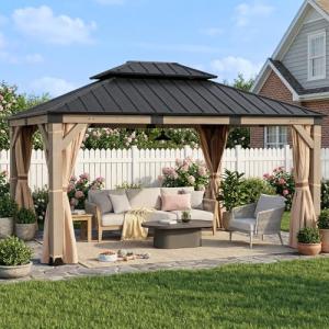 Cedar Wood Patio Gazebo with Metal Roof
