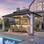 12FT x 16FT Outdoor Wooden Gazebo with Netting