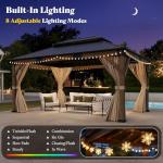 12' x 14' Heavy Duty Hardtop Gazebo with Privacy Curtains