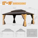 12' x 16' Cedar Wood Hardtop Gazebo with Netting
