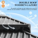 GARTOO 11’x13’ Outdoor Wooden Hardtop Gazebo