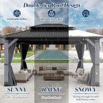 12FT x 16FT Outdoor Wooden Gazebo with Netting