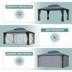 12'x16' Hardtop Gazebo with Netting and Curtains