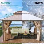 YITAHOME 10x12ft Hardtop Gazebo with Netting