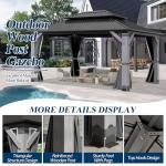 12FT x 16FT Outdoor Wooden Gazebo with Netting