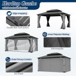 12FT x 16FT Outdoor Wooden Gazebo with Netting