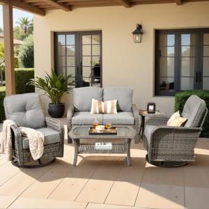 Wicker Patio Furniture Set with Swivel Rockers