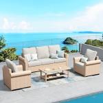 4-Piece Wicker Patio Furniture Set with Cushions