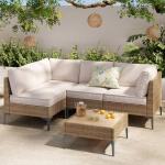 5-Piece Wicker Patio Furniture Set with Cushions
