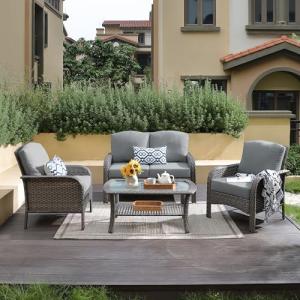4-Piece All-Weather Wicker Patio Furniture Set