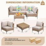 5-Piece Wicker Patio Furniture Set with Cushions