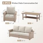 4-Piece Wicker Patio Furniture Set with Cushions